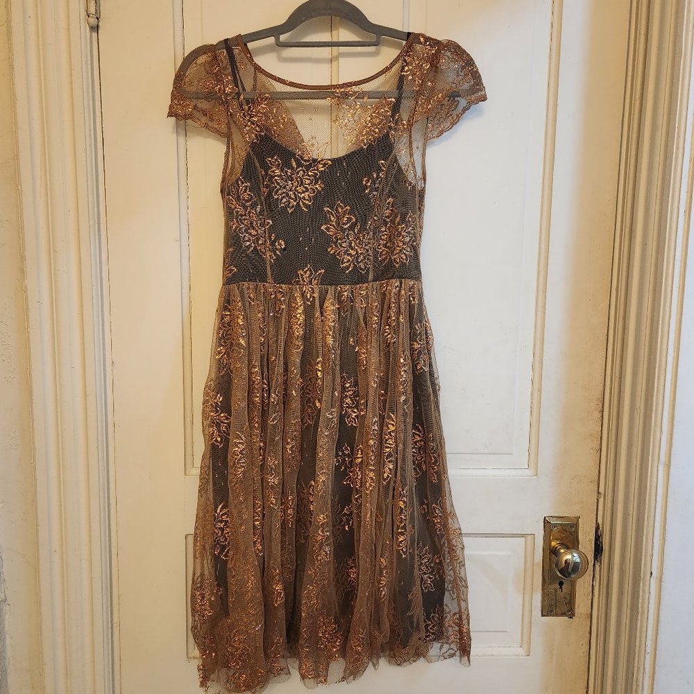 beautiful gold lace dress